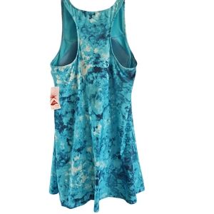 Lands' End Swim Dress + Shorts 18W Racer Back Mix N Match Multi Blue Bra Lycra